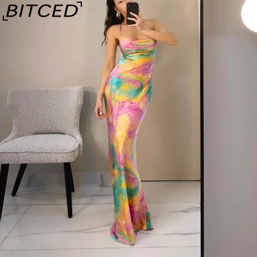 

BITCED Women s Summer Fashion Elegant Print Sexy Fitted Dress XXXL