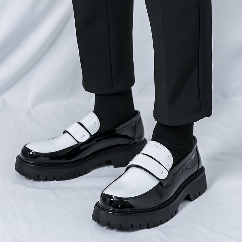 Luxury Designer New Mixed Color Thick-soled Platform Height Increasing Shoes For Men Wedding Dress Prom Loafers Homecoming