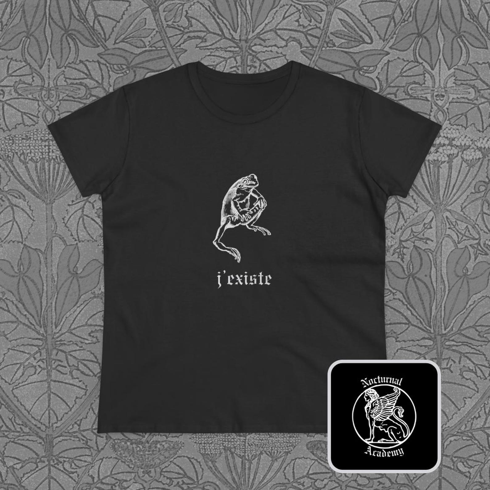 J existe Shirt: Frog Humor Clothing, Existential Crisis, Funny Toad Tee XL