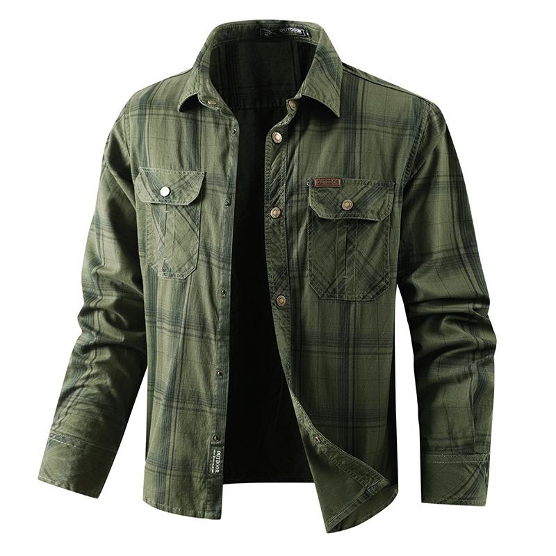 

Мужская рубашка в стиле business casual из хлопка большого размера 5XL армия зеленый