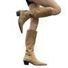 Pointed boots children but knee boots 2025 new versatile thick heel fashion suede pleated pile knight boots