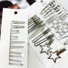 24 st/set Y2K Silver Metal Hårnålar för kvinnor Flickor Star Hårklämma Flera stilar Sömlös Anknäbb Clip Girls Håraccessoarer