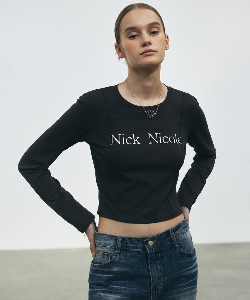 Nigaennikol Nicole Pintuck Ls Crop Top_Charcoal