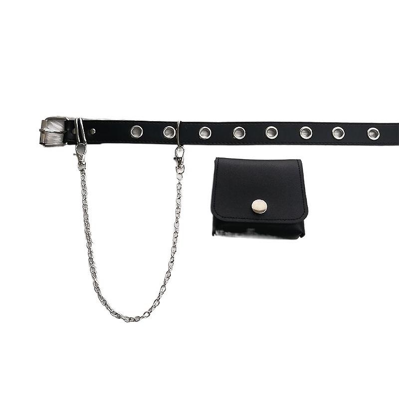 Trendy Punk Style Jk Uniform Accessories Complete Set With Versatile Pu Waist Belt And Chain