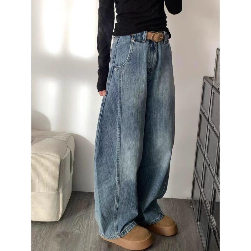 Plus Size Retro High Waist Wide-Leg Jeans for Women