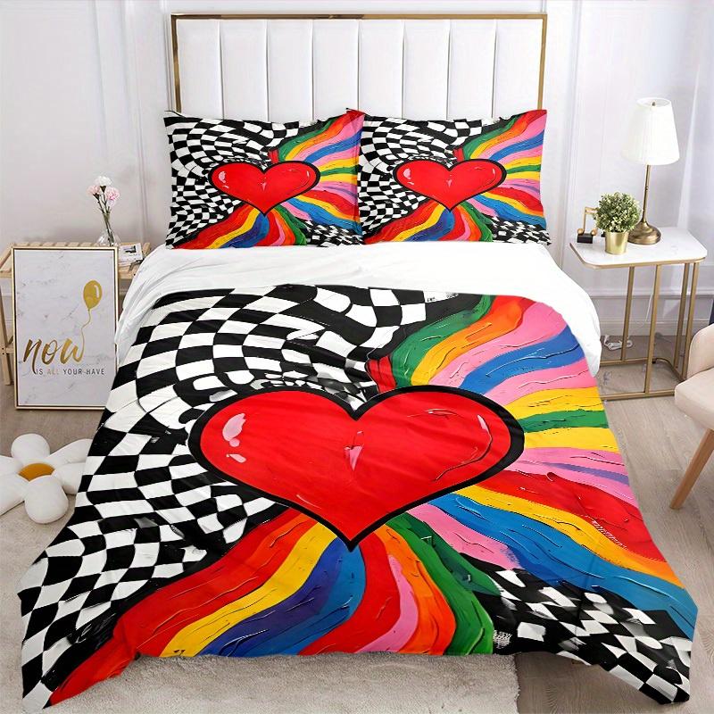 3pcs Heartbeat Bedding Set, Breathable and Soft, Suitable for All Seasons, Ideal for Home Use, Suitable for Bedroom Decor 21133
