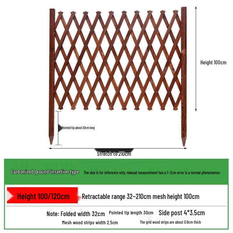 Retractable Anti-Corrosion Wooden Fence for Garden, Balcony, and Outdoor Spaces.