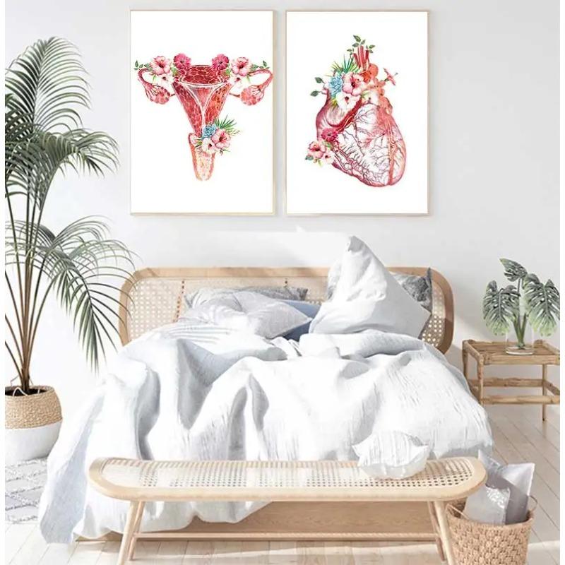 Flower Breast Uterus Kidney Liver Anatomy Wall Art Canvas Painting Nordic Posters And Prints Wall Pictures For Doctors Office