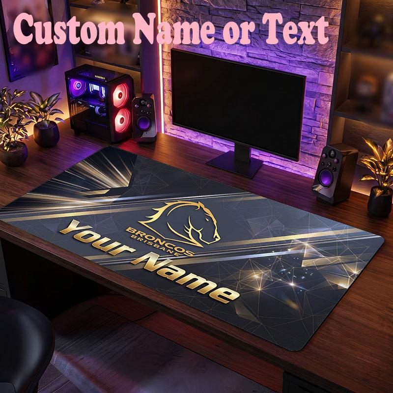 Brisbane Broncos Customized Name Text Mouse Pad, Large Desk Mouse Mat Personalized Home Office Present