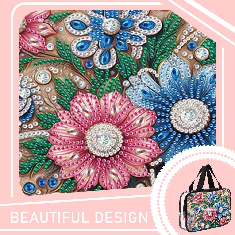 DIY Diamond Art Crystal Rhinestone Cosmetic Bag Zipper Closure 5D Diamond Painting PVC Pouch Large Capacity for Home Decor Gift