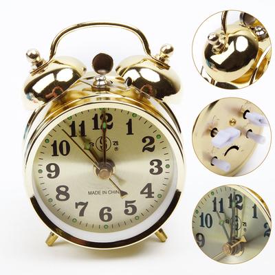 Horseshoe Mechanical Gold Alarm Clock Manual Wind Up Vintage Metal Clock Cute For Living Room Decoration Toy Collections Gifts