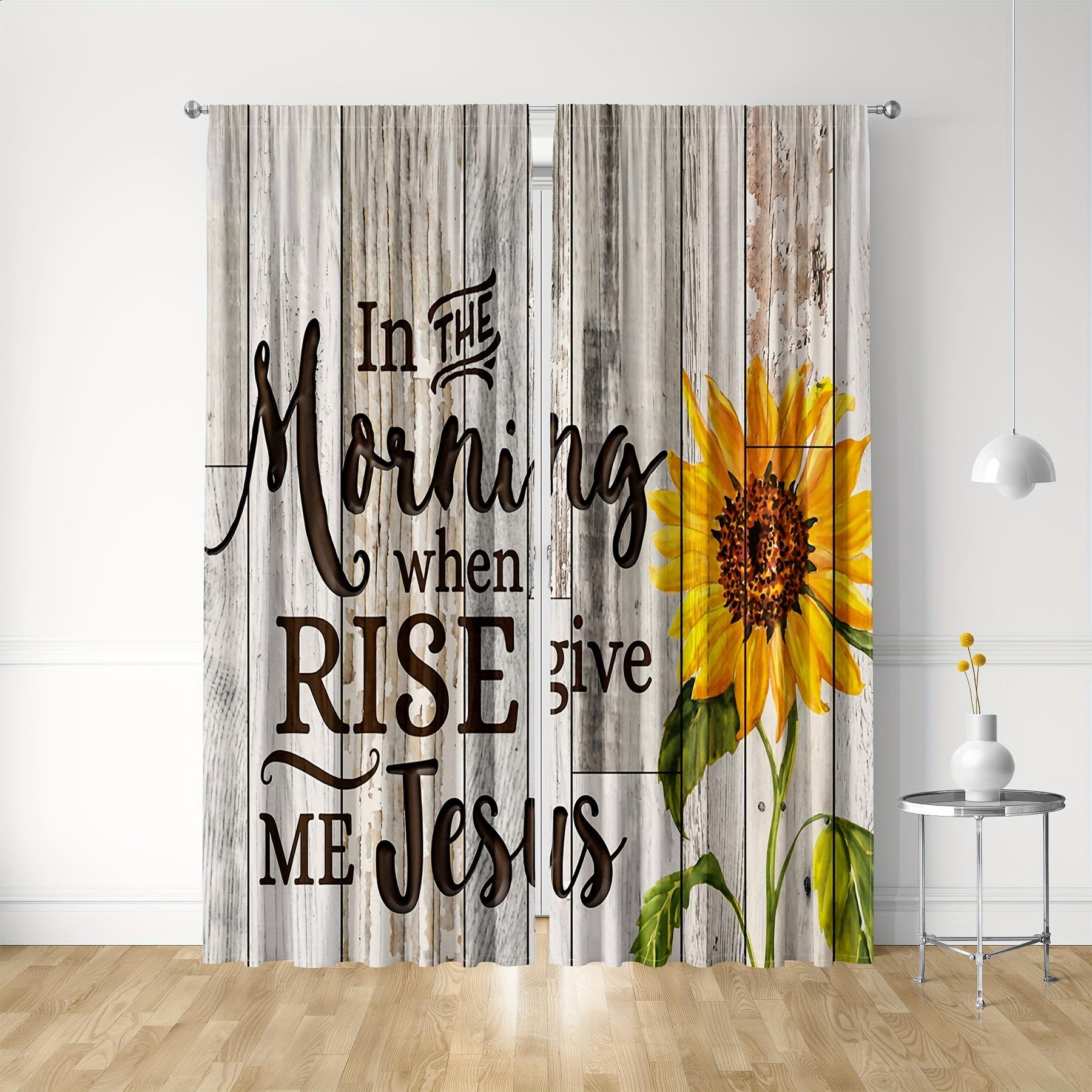 

Vintage Doors Sunflower Pattern Design Curtain Curtain Piece Rod Pocket Window Drapes Designed Living Indoor Room Window Drapes Bedroom Interior W50 X H130(CM)X2&Grommet Top