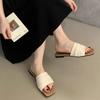 Fashion Trendy Foldable Soft Leather Slip-On Flat Bottom Sandals Women 2025 Summer Easy Wear Lazy Shoes Beach Vacation Women Slippers