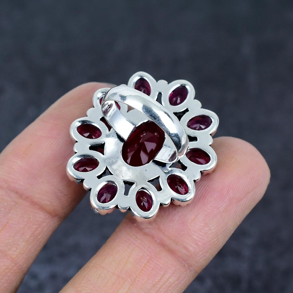 Pink Rubillite Gemstone 925 Sterling Silver Jewelry Ring Size 7
