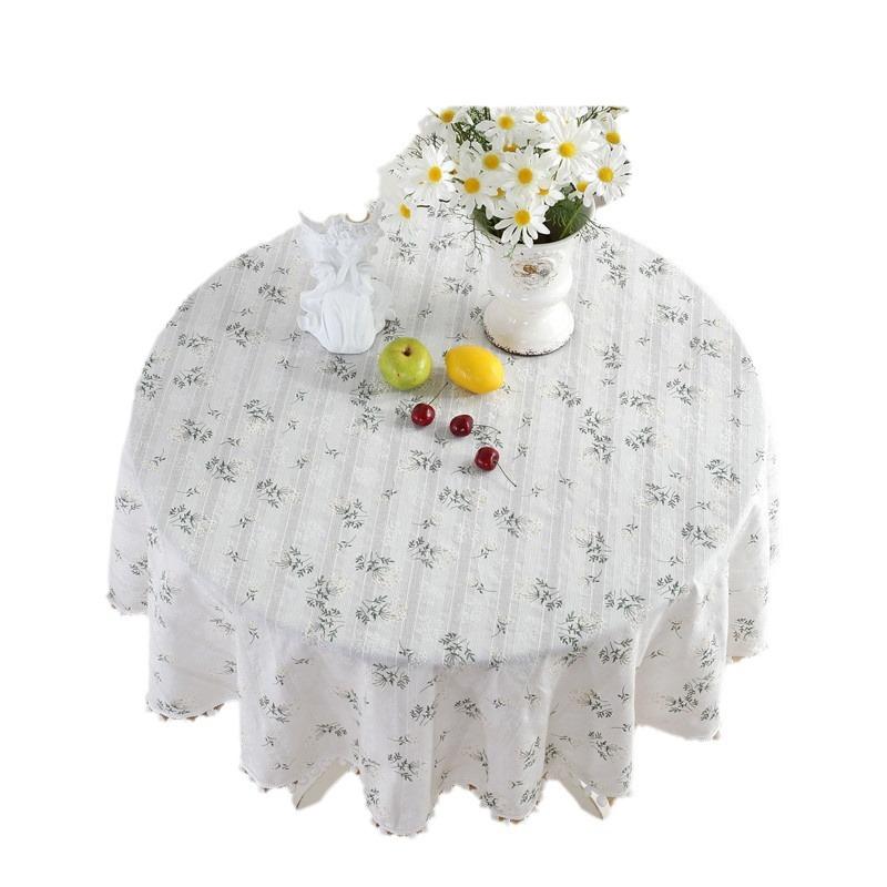 Pastoral Small Fresh Yellow Daisy Lilac Cotton Jacquard Round Tablecloth Coffee Table Dining Table Cloth Cover Towel