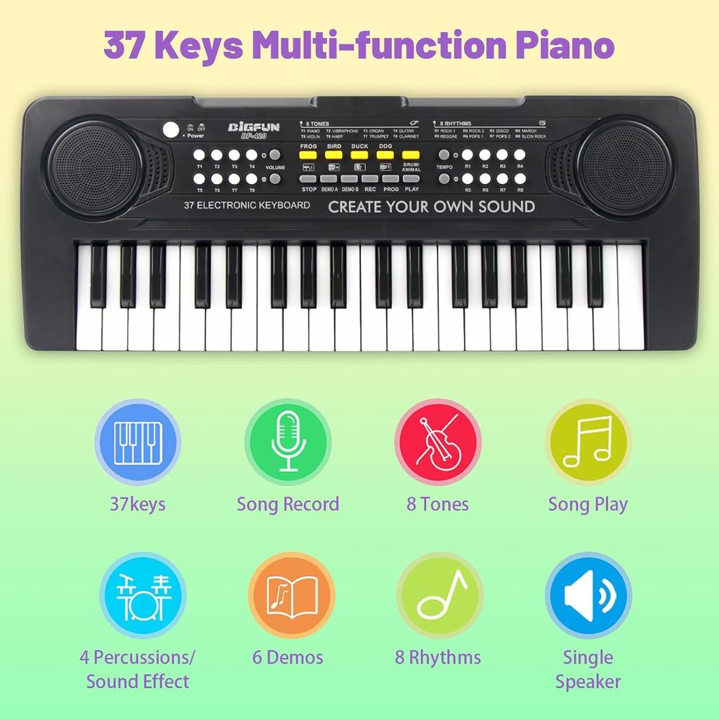 Kids Piano Keyboard, 37 Keys Portable Music Keyboard Electric Piano Toys for Children, Educational Instruments Toddler Keyboard Piano for Kids Ages 3