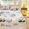 1pc Cotton Bed Sheet for Kids Panda Printed Cute Cartoon Style Fitted Bed Sheet with Elastic Band 360All-inclusive Bed Sheet