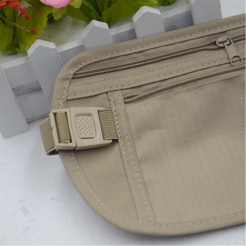 Hidden Money Security Passport Card Ticket Waist Belt Bag Pocket Travel Wallet