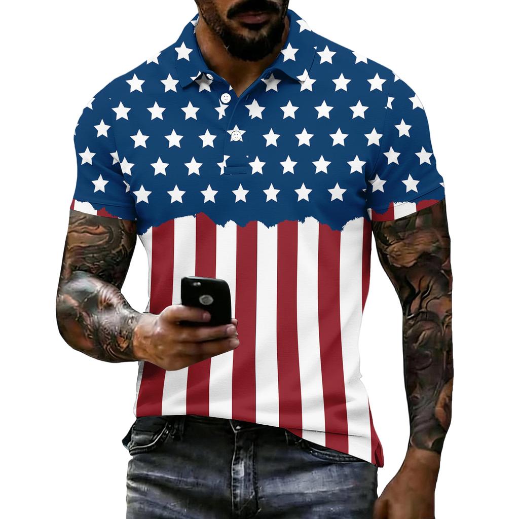 Men's Short Sleeve Polo Shirt 250th Anniversary Commemorative USA Flag Print Patriotic Sports Shirt 1776 to 2026 Celebration Apparel