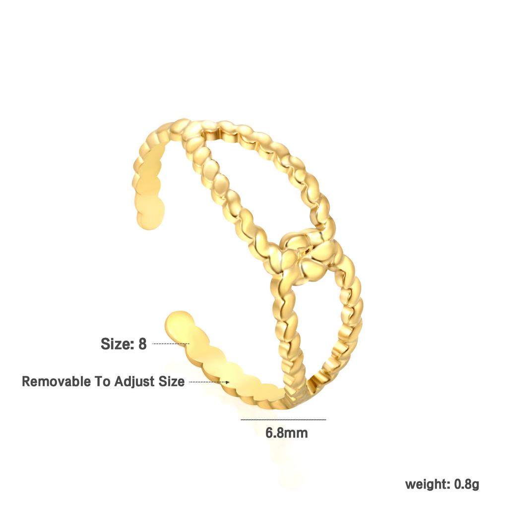 Fashion Hollow Geometric Adjustable Open Ring High-End Gold Tone Ring