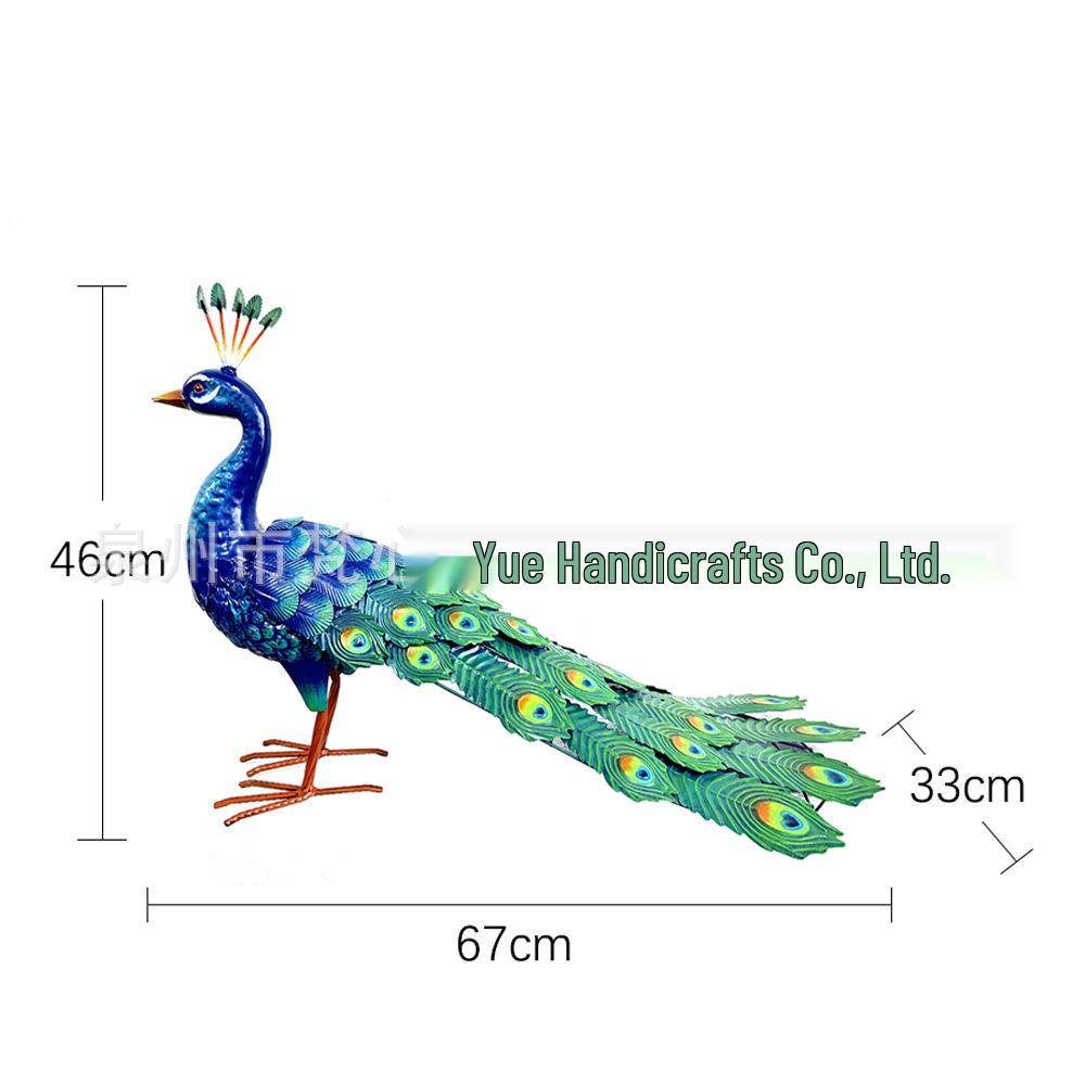 Outdoor Wrought Iron Peacock Sculpture - Forest Landscape Ornament
