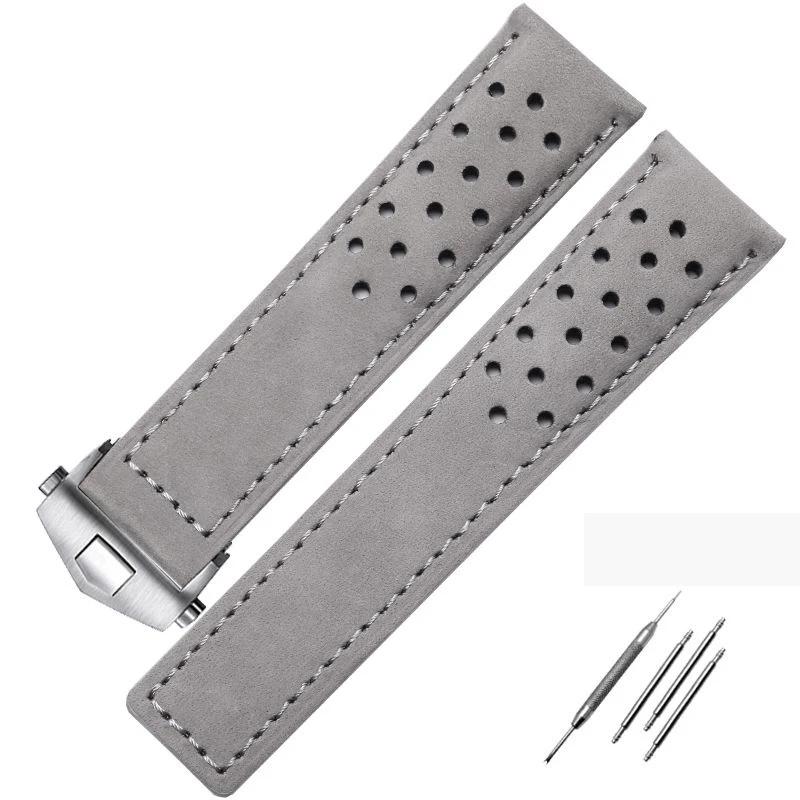 

Watchband For TAG Heuer Men s Frosted Air Hole Leather Folding Buckle, 20mm 22mm 24 Grey Black Brown Genuine Leather Watch Strap 24mm