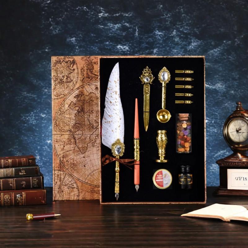 Feather Pen Magic Academy Dip Set With Wax Seal Kit Calligraphy Gift