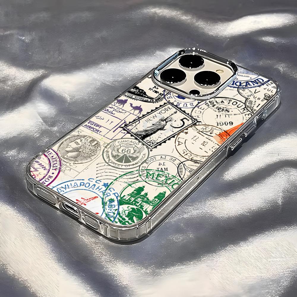 Latest Retro Stamp Creative Designs Phone Case For IPhone 17 Pro Max 16 15 14 Pro Max IPhone 13 Pro Max 11 Plus Transparent Cove