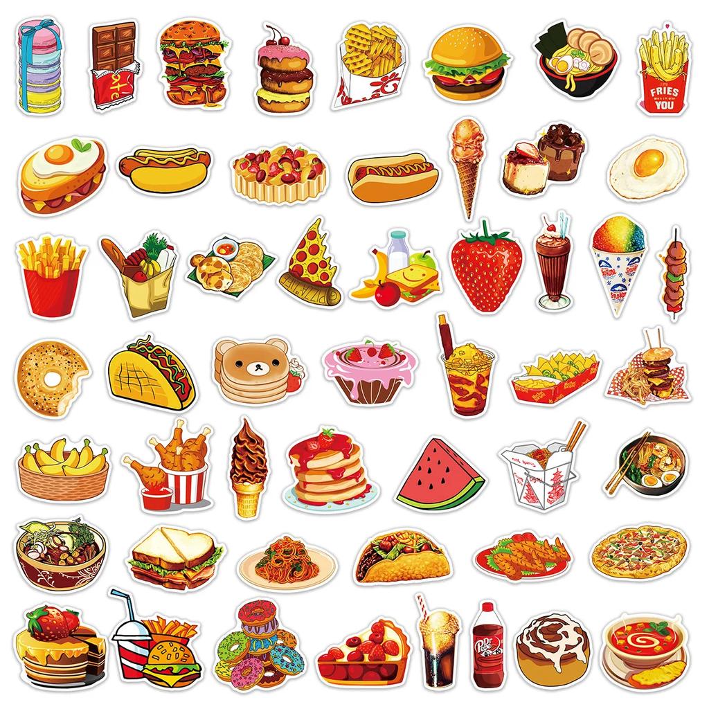 10/25/50pcs Bread Food Stickers Graffiti Decals for Fridge Water Bottle Luggage Pad Phone Bike Car Motorcycle Scrapbook Home