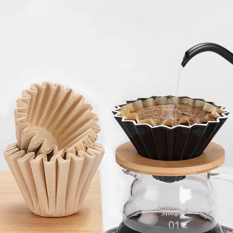 50Pcs Pour Over Coffee Filter Papers 50 Sheets; Fits Coffee Dripper & 1-2/2-4 Cups Wave Dripper Coffee Filter Papers
