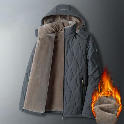 Padded-on Men's Winter Middle-aged and Elderly Fattening Large-size Velvet Cotton-padded Clothes for Men's Fathers Thickened Coats To Keep Warm