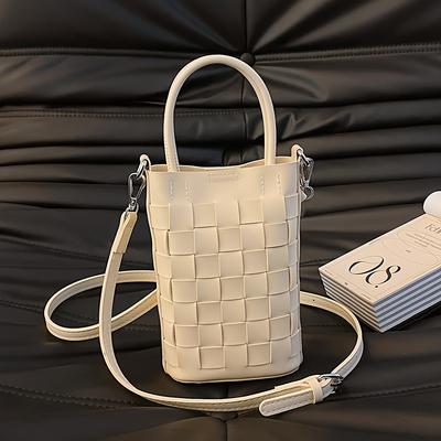Mini Módní Pletená Taška na Mobil, Trendy Crossbody Taška, Dámská Ležérní Kabelka, Taška přes Rameno a Peněženka