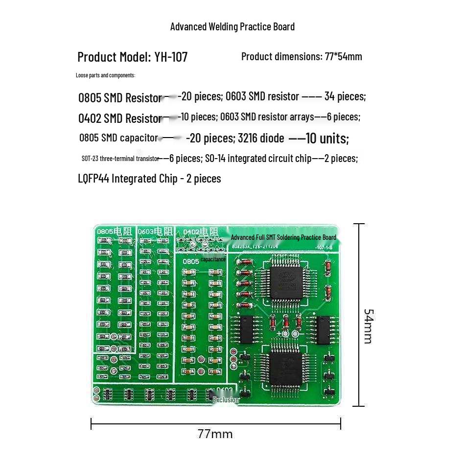 SMD Component Soldering Practice Board Kit – DIY Electronic Training for Electricians