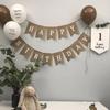 Mori-style Linen Birthday Pennant Banner for Baby's 1st Birthday or 100-Day Celebration Party Decoration