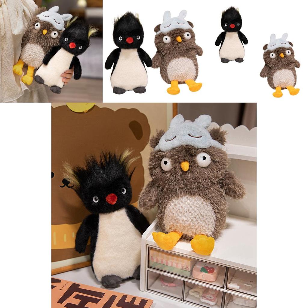 Adorable 25cm Plush Owl With Eye Mask And Fluffy Penguin Soft Toy For Girlfriend Birthday Gift
