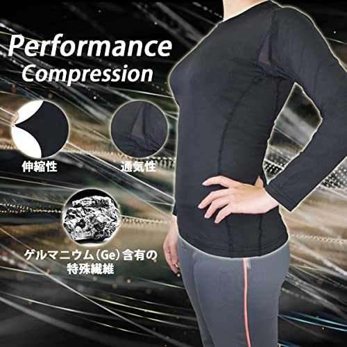 VITAL SALVEO CQ-8263 Women's Compression Long Sleeve Exercise Wear, Cool Dry, Black (XL)