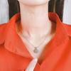 Crown Top Floating Round Cubic Zirconia Full Halo Pendant Korean Style Women Clavicle Necklace