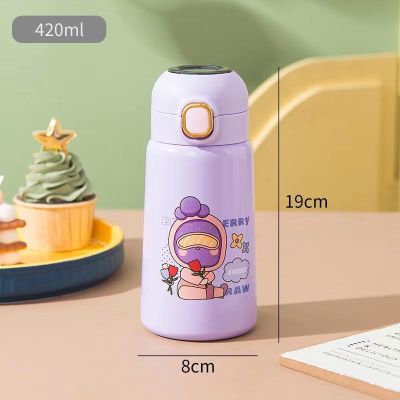 Creative LED Intelligent Temperature Display Stainless Steel Children's Thermos Mini Cartoon Bouncing Cups Portable Gift Cups.