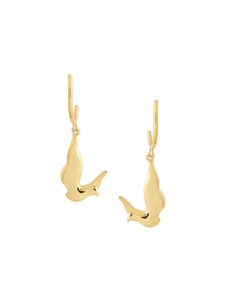 Kicky and Perky 925 Sterling Silver Gold Plated Bird Earring for Women