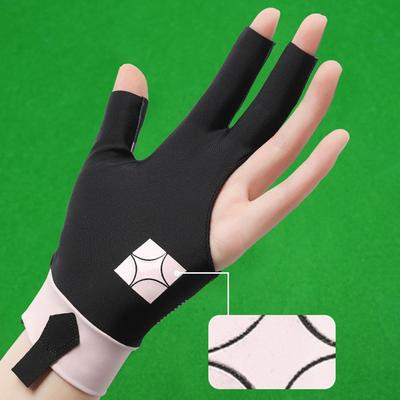 Rutschfester Linkshänder Billardhandschuh Rutschfest Atmungsaktiv Drei-Finger-Handschuh Elastische Billard-Trainingshandschuhe Fitnesszubehör