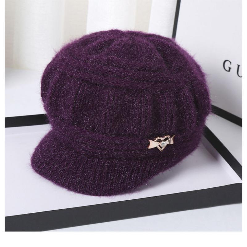 Middle Aged and Elderly Hats, Children's Knitted Woolen Hats, Women's Warm Ear Protection Hats with Velvet, Mothers' and Grandmothers' Hats