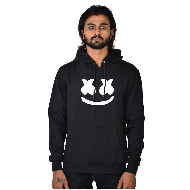 Baghadbillo MenS And WomenS Cotton Blend Hoodies With Round Hooded Neck Long Sleeves Regular Fit Front Two Pockets Bla