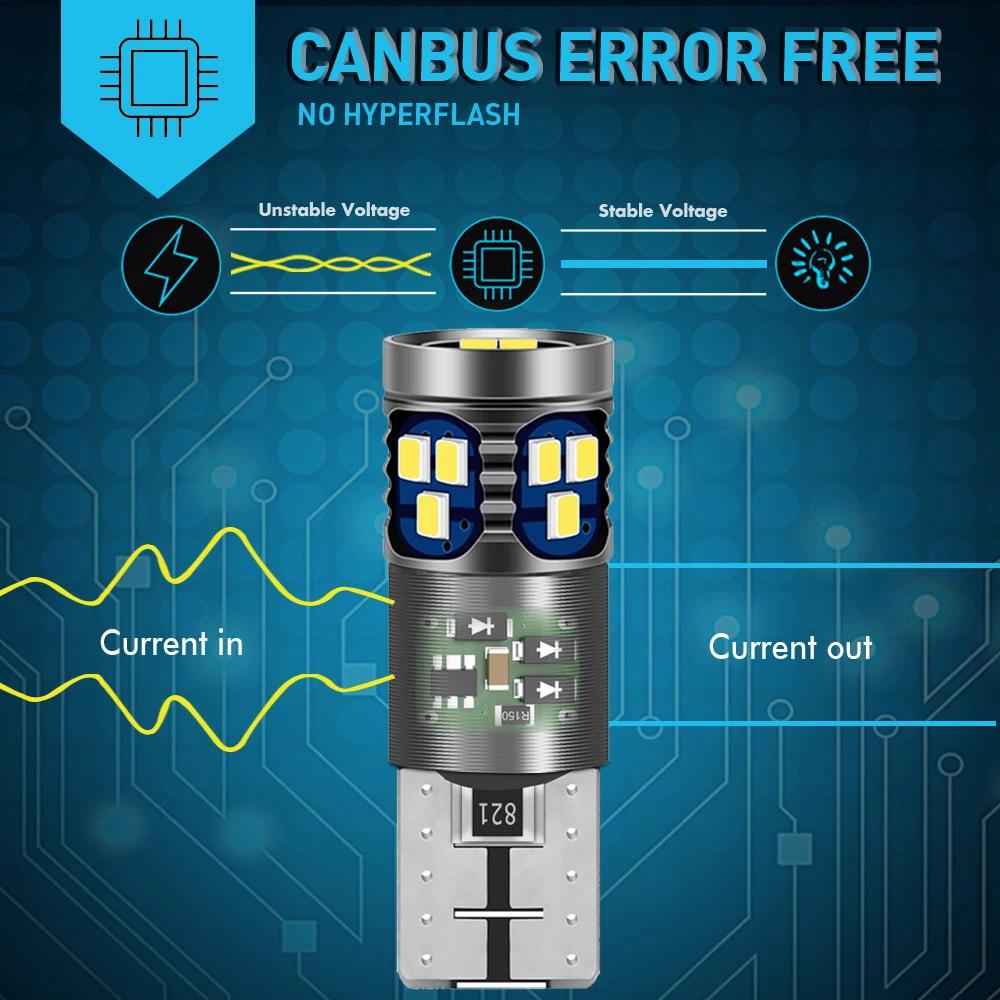 10PCS W5W T10 Led Lights Canbus 26SMD Super Bright 6000K Car Dome Reading License Plate Bulbs Signal Lamp Accessories