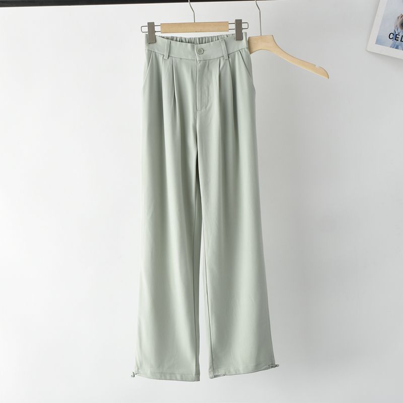 

Narrow Suit Pants Loose Pants Women s Spring/Summer New Arrival High Waist Drooping Small Loose Slim Looking Anti-Wrinkle Straight-Leg Trousers Light green 150/60A/XS