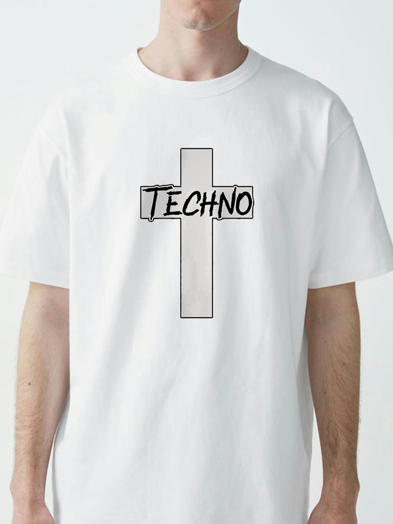 TECHNO CROSS PRINTED T SHIRT men women Short Sleeve tShirt Clothing Trend Casual Slim Fit Summer o neck Tops Tees fashion tshirt