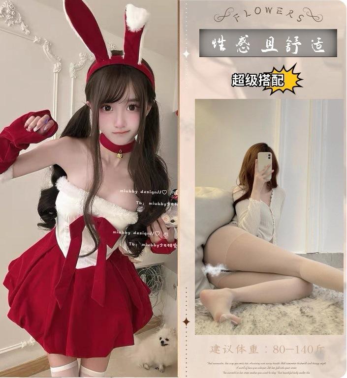 Sex Underwear Christmas Robe Korean Velvet Bunny Cosplay Dress Uniform European and American Models