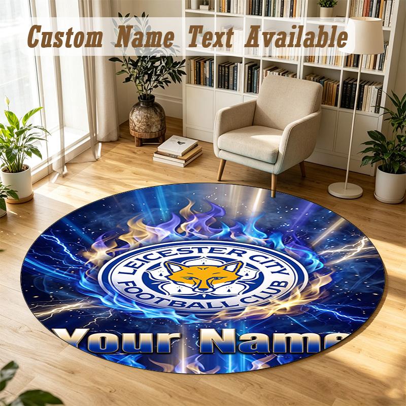 Round Rug Custom NameLeicester City Pattern Non Slip Carpet Home Floor Decor