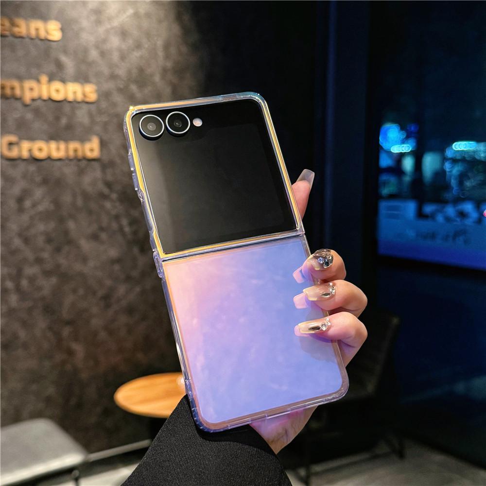 Applicable To Samsung Zflip7 Mobile Phone Case Zflip 5th Generation Folding Screen Flip Zflip6 Laser Gradual Change Magnetic Case