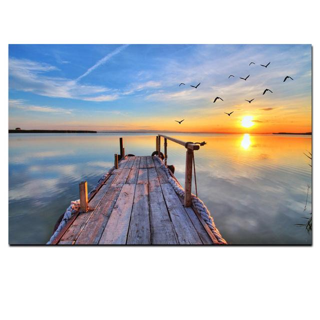 

HD Печать Натуральное Небо Закат Морской Пейзаж Птица Современная Картина Маслом На Холсте Настенная Картина для Гостиной Куадрос Украшения 21*30cm