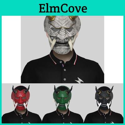 Terrifying Red Demon Face Mask For Halloween Parties With Creepy Design And Latex Material